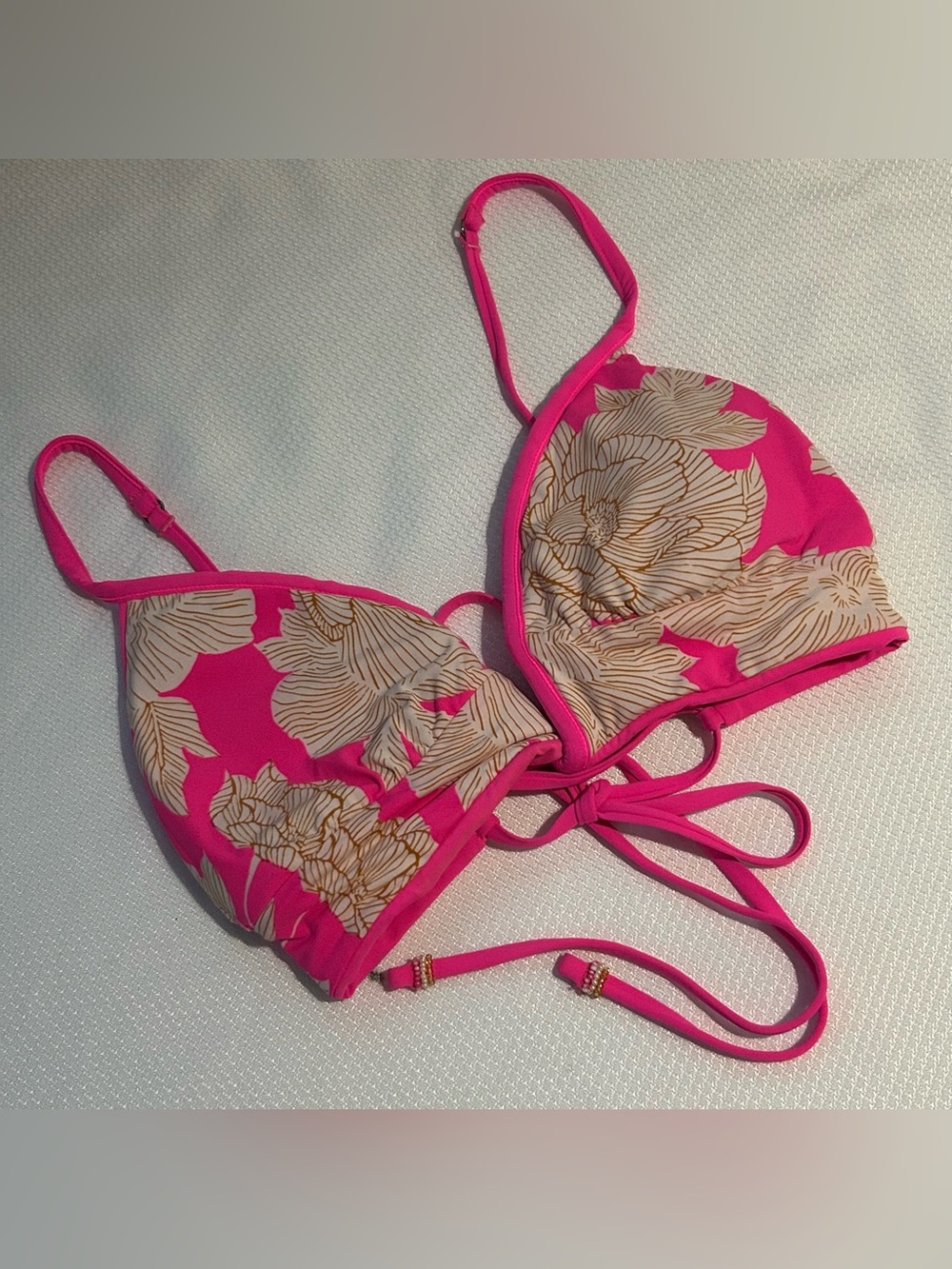 Maaji Hot Pink Floral Triangle Bikini Top